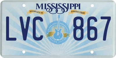 MS license plate LVC867