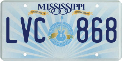 MS license plate LVC868