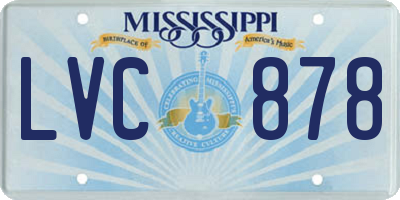 MS license plate LVC878
