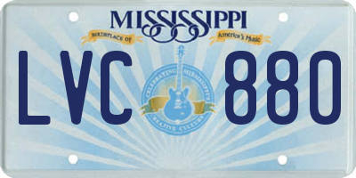 MS license plate LVC880