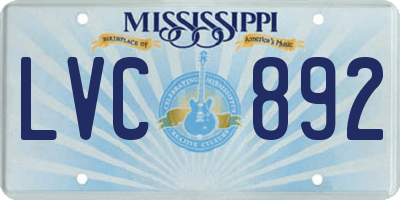 MS license plate LVC892