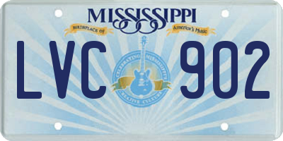MS license plate LVC902