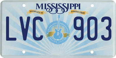 MS license plate LVC903