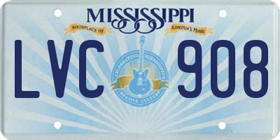 MS license plate LVC908
