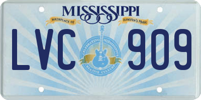 MS license plate LVC909