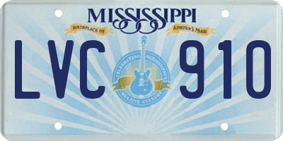 MS license plate LVC910