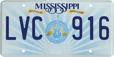 MS license plate LVC916