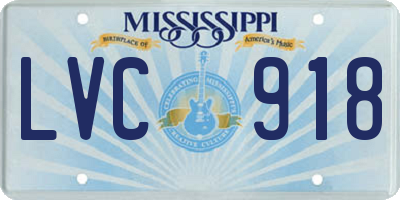 MS license plate LVC918
