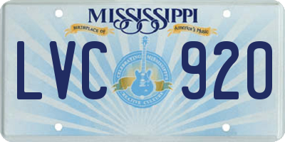 MS license plate LVC920