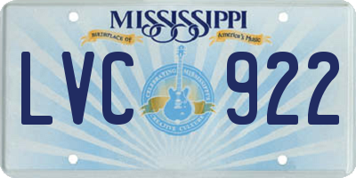 MS license plate LVC922