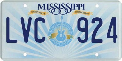 MS license plate LVC924