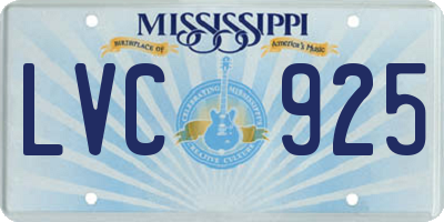 MS license plate LVC925