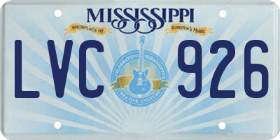 MS license plate LVC926