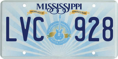MS license plate LVC928