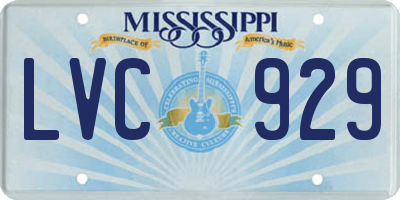 MS license plate LVC929