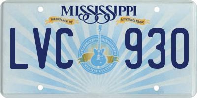 MS license plate LVC930