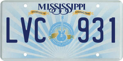 MS license plate LVC931
