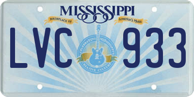 MS license plate LVC933