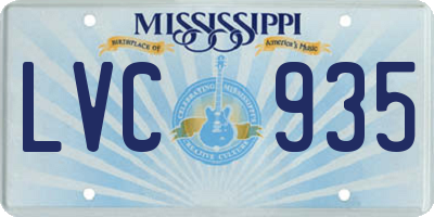 MS license plate LVC935