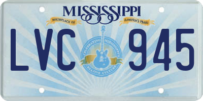 MS license plate LVC945