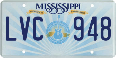 MS license plate LVC948