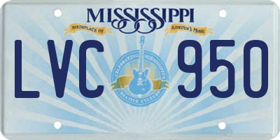MS license plate LVC950