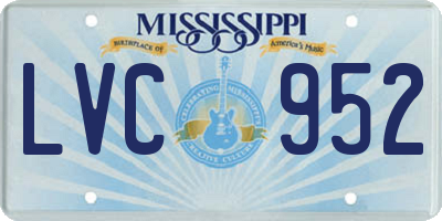 MS license plate LVC952