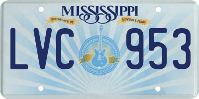 MS license plate LVC953