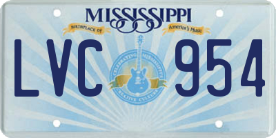 MS license plate LVC954