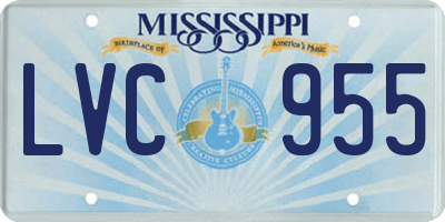 MS license plate LVC955