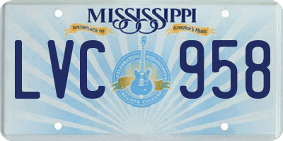 MS license plate LVC958