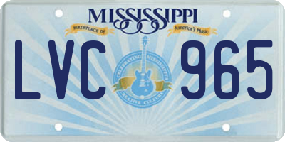 MS license plate LVC965