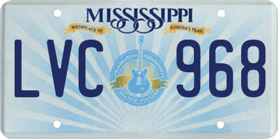 MS license plate LVC968