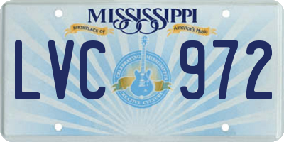 MS license plate LVC972