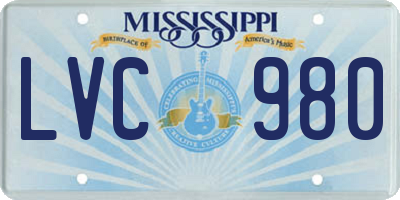 MS license plate LVC980