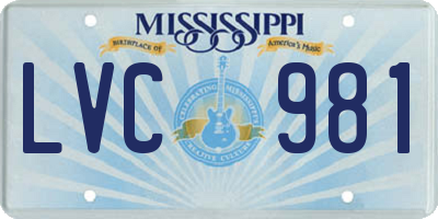 MS license plate LVC981