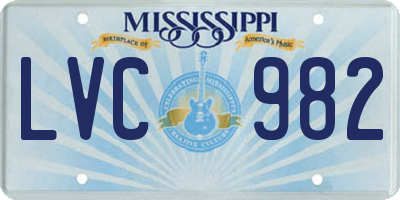 MS license plate LVC982