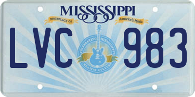 MS license plate LVC983
