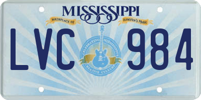 MS license plate LVC984