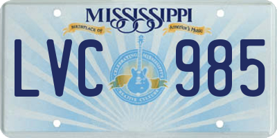 MS license plate LVC985
