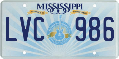 MS license plate LVC986