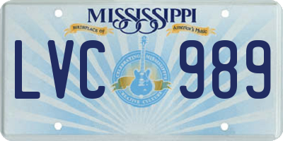 MS license plate LVC989