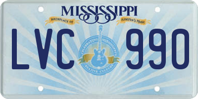 MS license plate LVC990