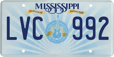 MS license plate LVC992