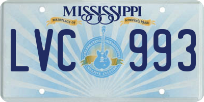 MS license plate LVC993