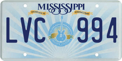 MS license plate LVC994