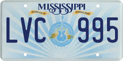 MS license plate LVC995