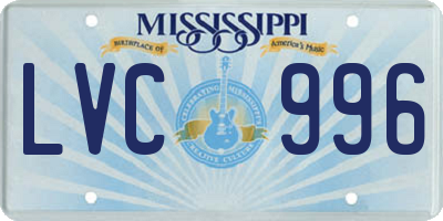 MS license plate LVC996
