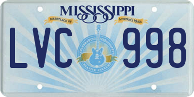MS license plate LVC998
