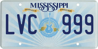 MS license plate LVC999